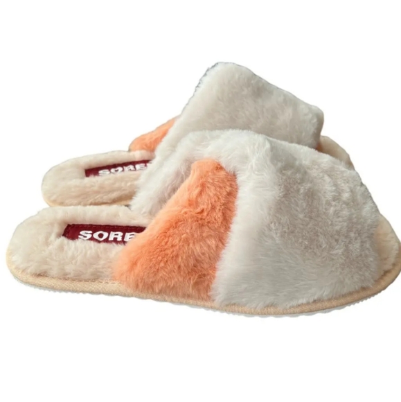 New SOREL Nova Sand & Natural Go Mail Run Plush Slippers Women’s Size 7 - Picture 2 of 6